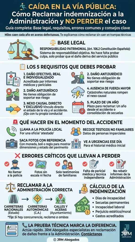 infografia sobre como reclamar indemnizacion por caida en la via publica y evitar perder el caso